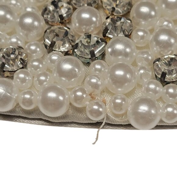 Simon Chang Pearl and Crystal Studded Evening Cocktail Wedding White Purse - Picture 14 of 16
